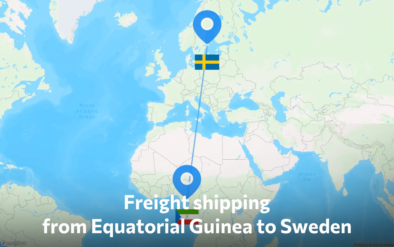 Shipping route from Equatorial Guinea to Sweden