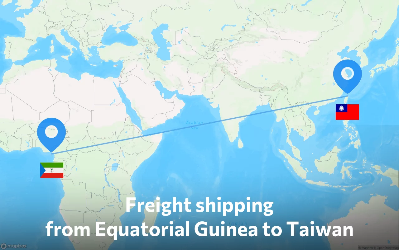 Shipping route from Equatorial Guinea to Taiwan