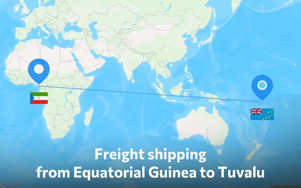 Shipping route from Equatorial Guinea to Tuvalu