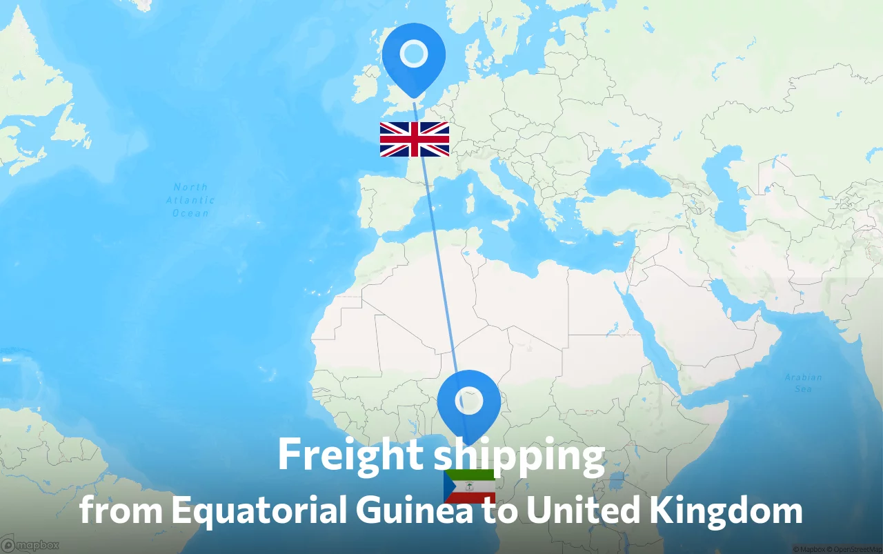 Shipping route from Equatorial Guinea to United Kingdom