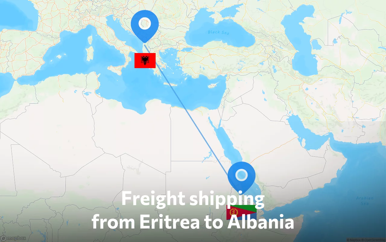 Shipping route from Eritrea to Albania