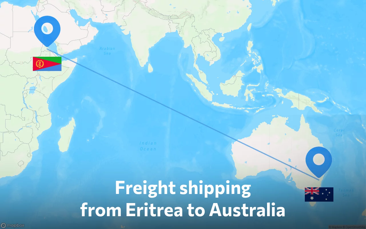 Shipping route from Eritrea to Australia