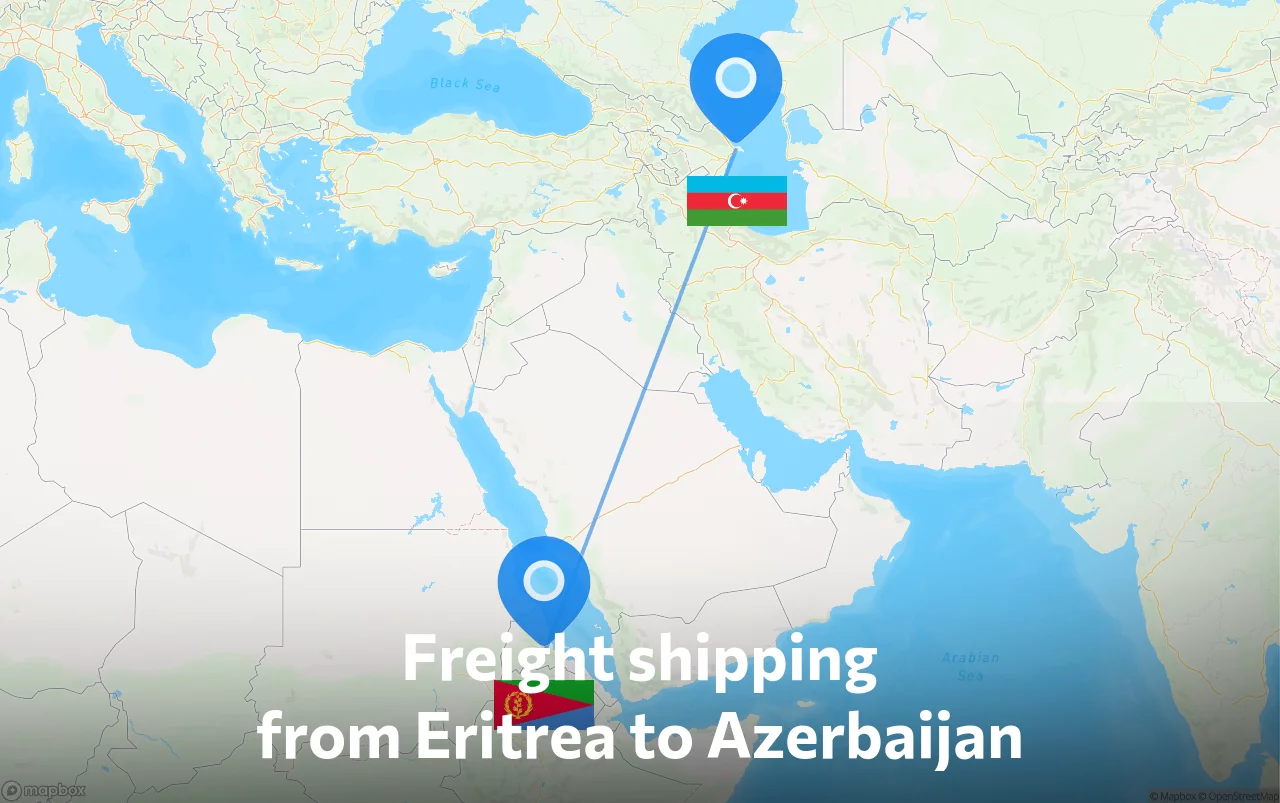 Shipping route from Eritrea to Azerbaijan
