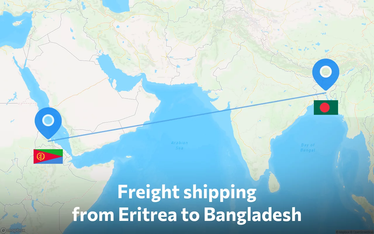 Shipping route from Eritrea to Bangladesh