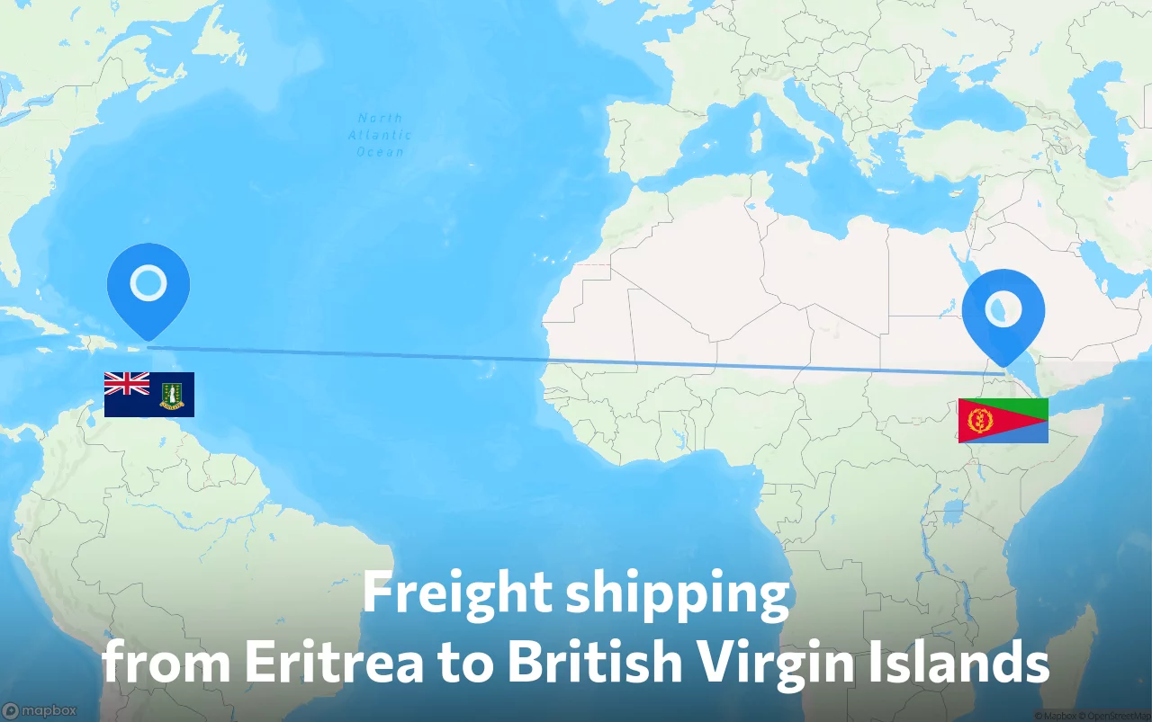 Shipping route from Eritrea to British Virgin Islands