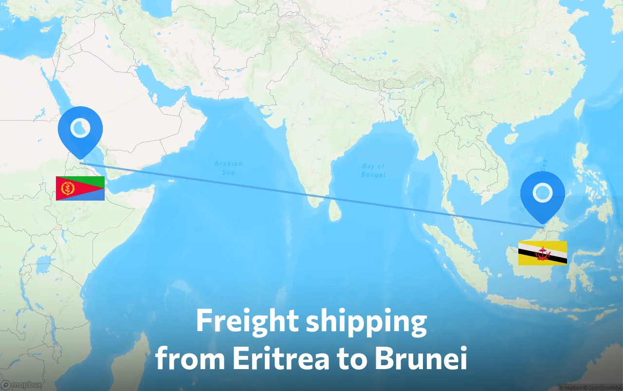 Shipping route from Eritrea to Brunei