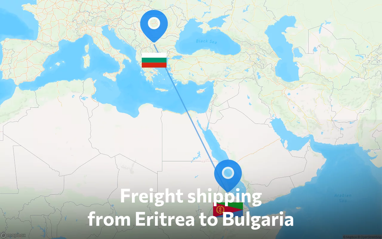 Shipping route from Eritrea to Bulgaria