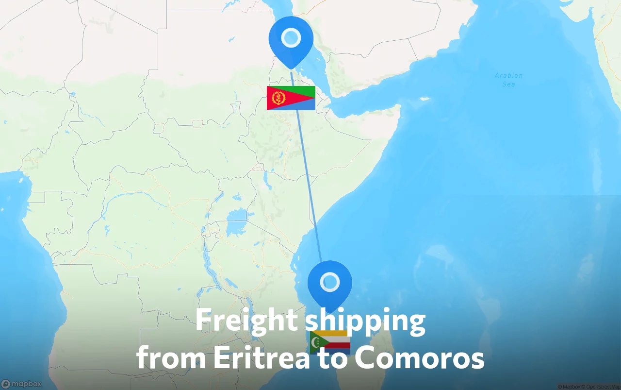Shipping route from Eritrea to Comoros