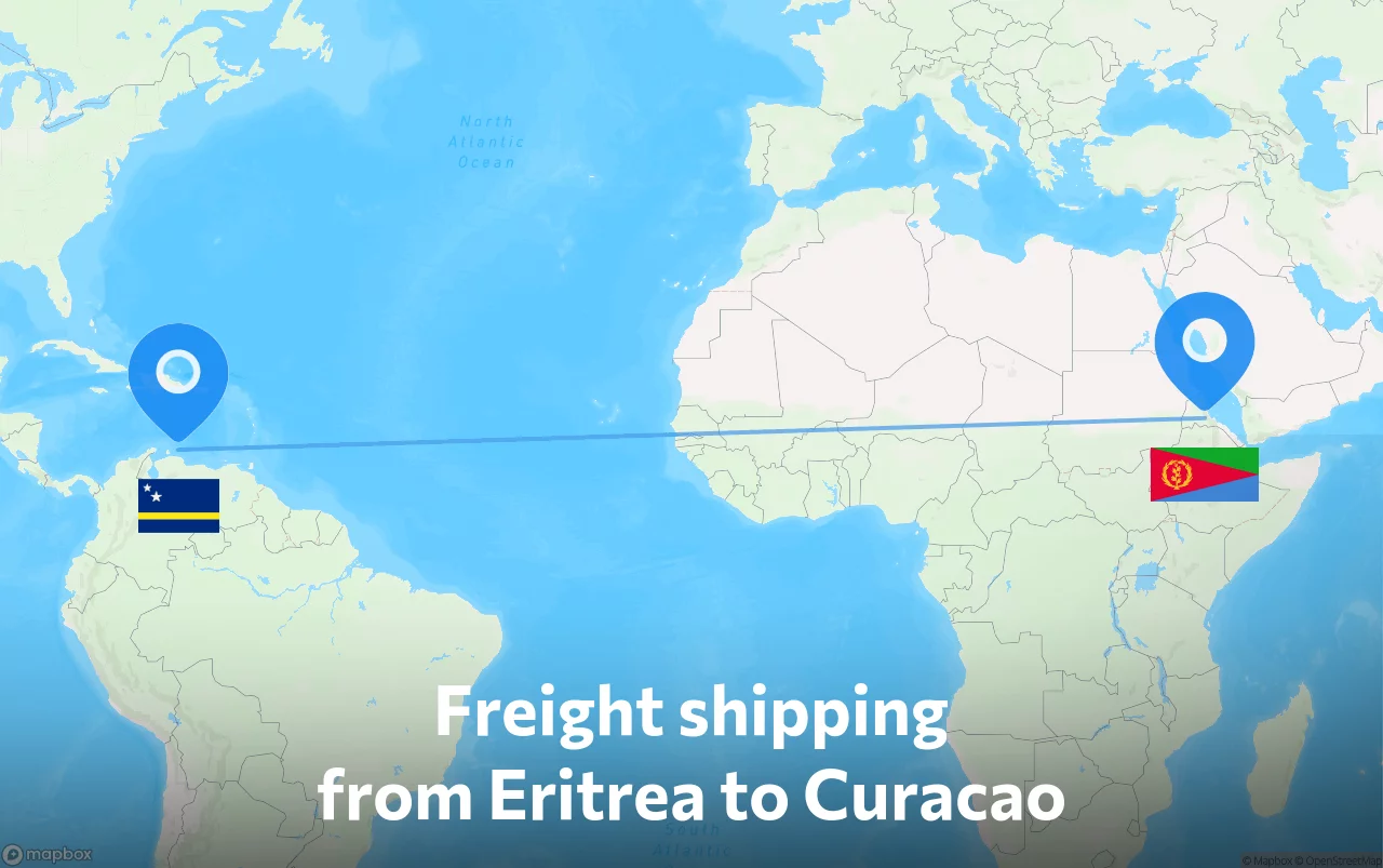 Shipping route from Eritrea to Curacao