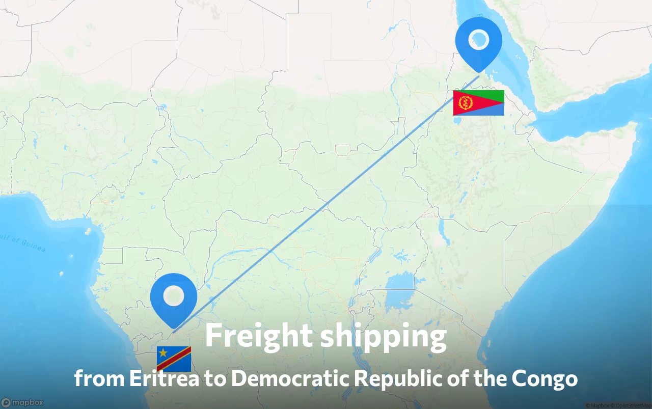 Shipping route from Eritrea to Democratic Republic of the Congo