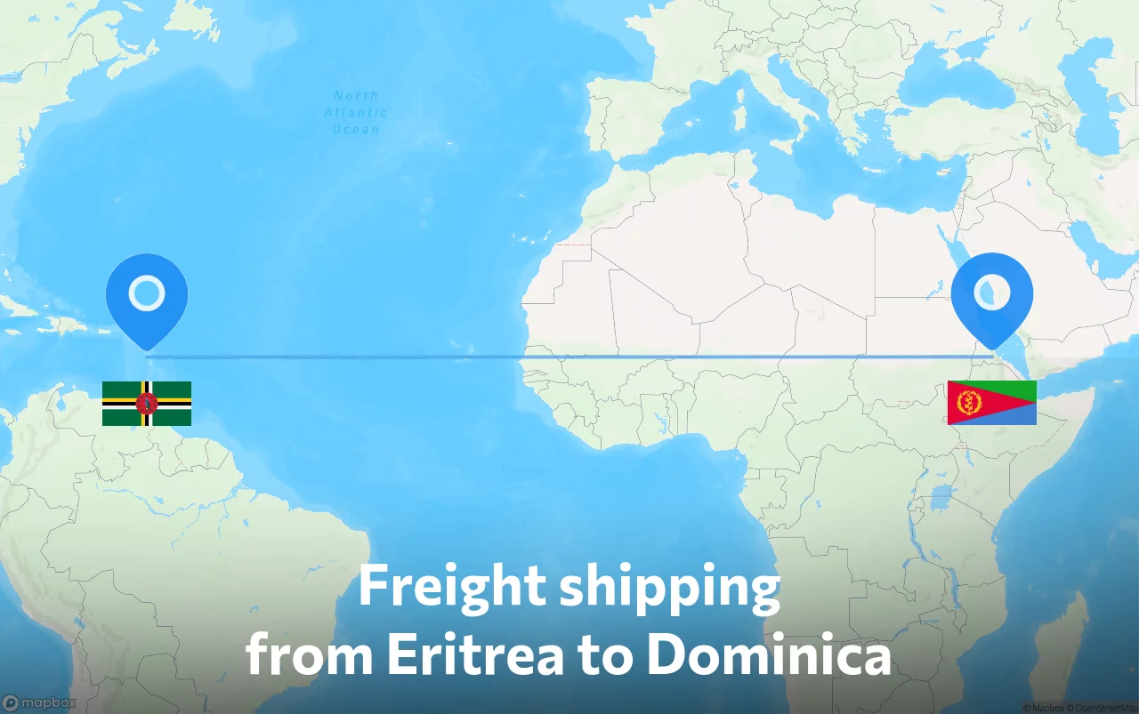 Shipping route from Eritrea to Dominica