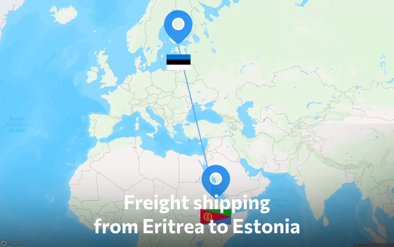 Shipping route from Eritrea to Estonia