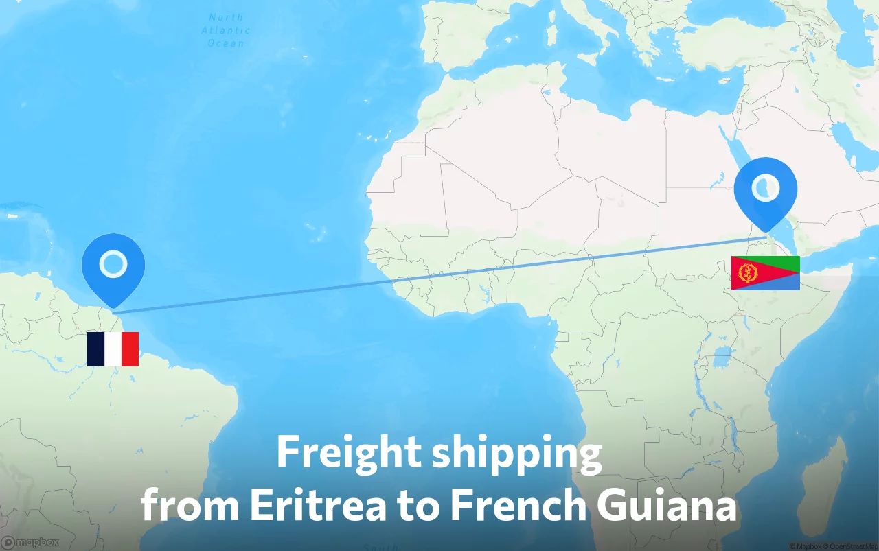 Shipping route from Eritrea to French Guiana