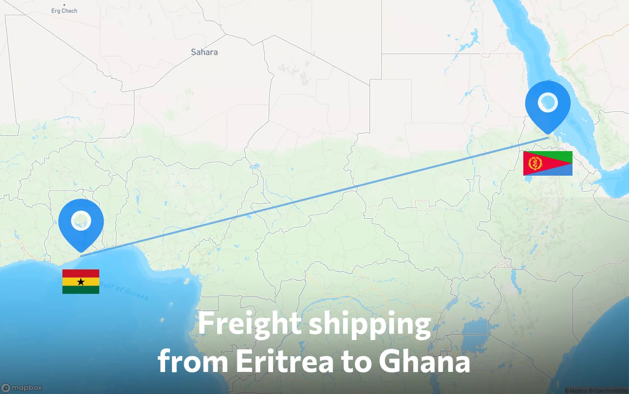 Shipping route from Eritrea to Ghana