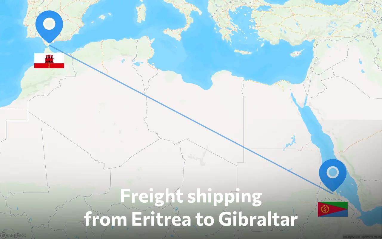 Shipping route from Eritrea to Gibraltar