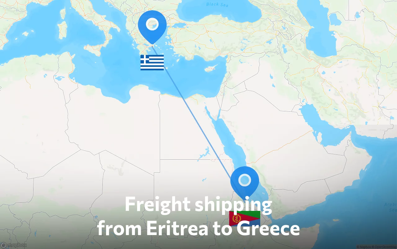 Shipping route from Eritrea to Greece