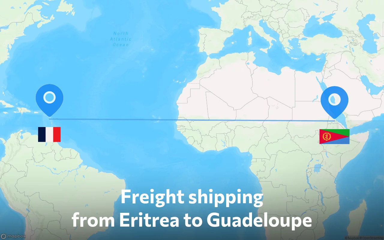 Shipping route from Eritrea to Guadeloupe