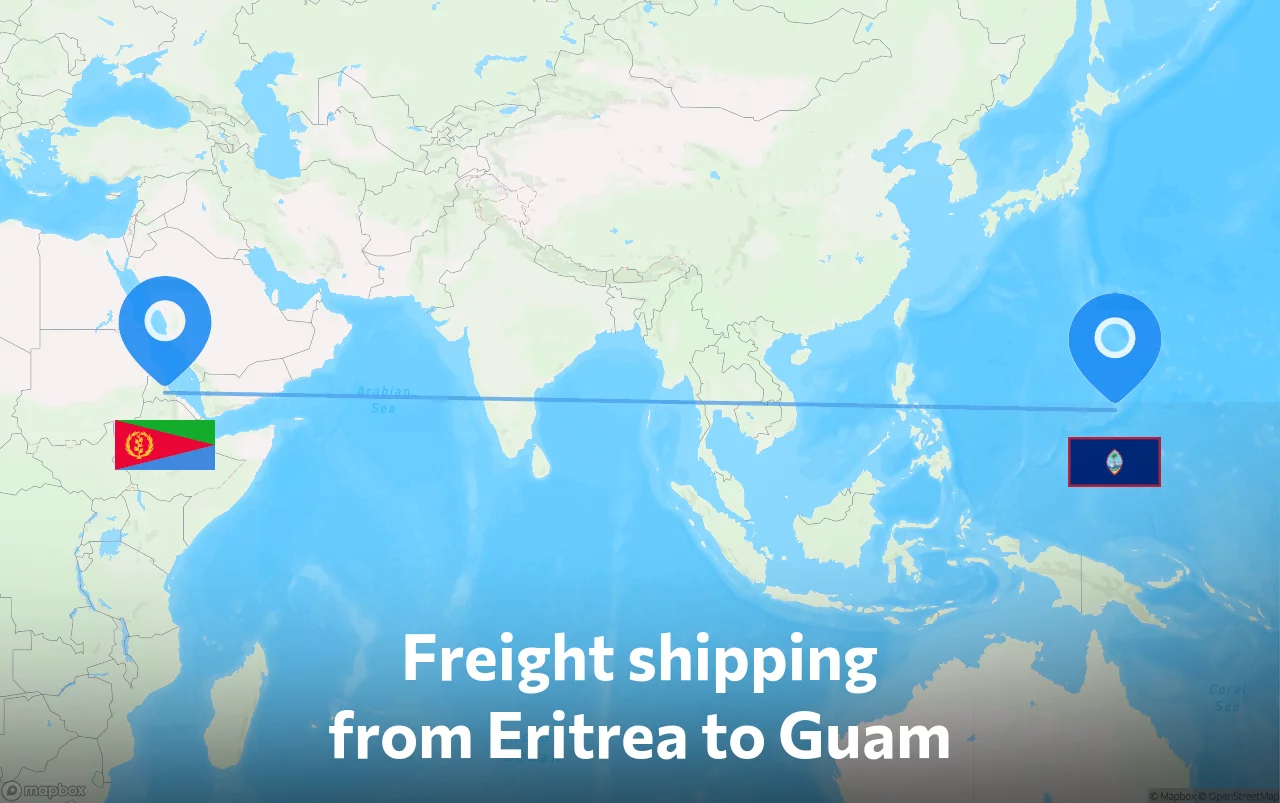 Shipping route from Eritrea to Guam