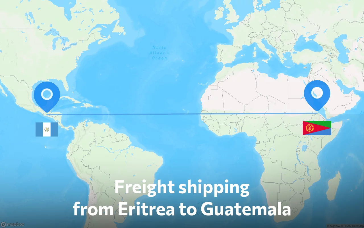 Shipping route from Eritrea to Guatemala