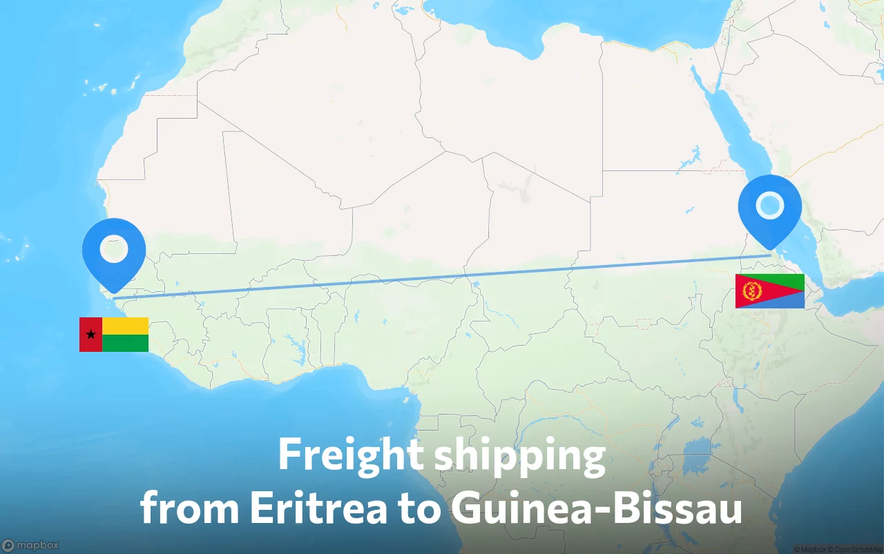 Shipping route from Eritrea to Guinea-Bissau