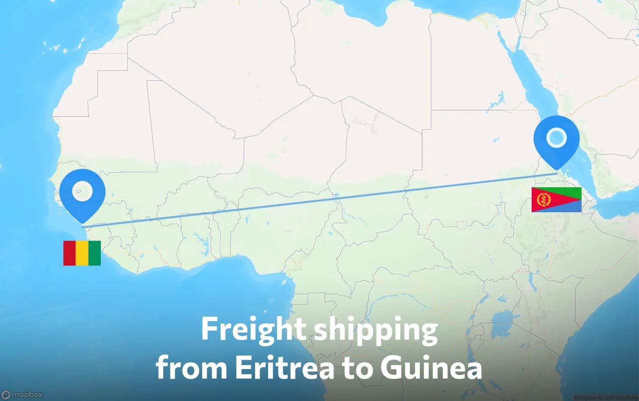 Shipping route from Eritrea to Guinea