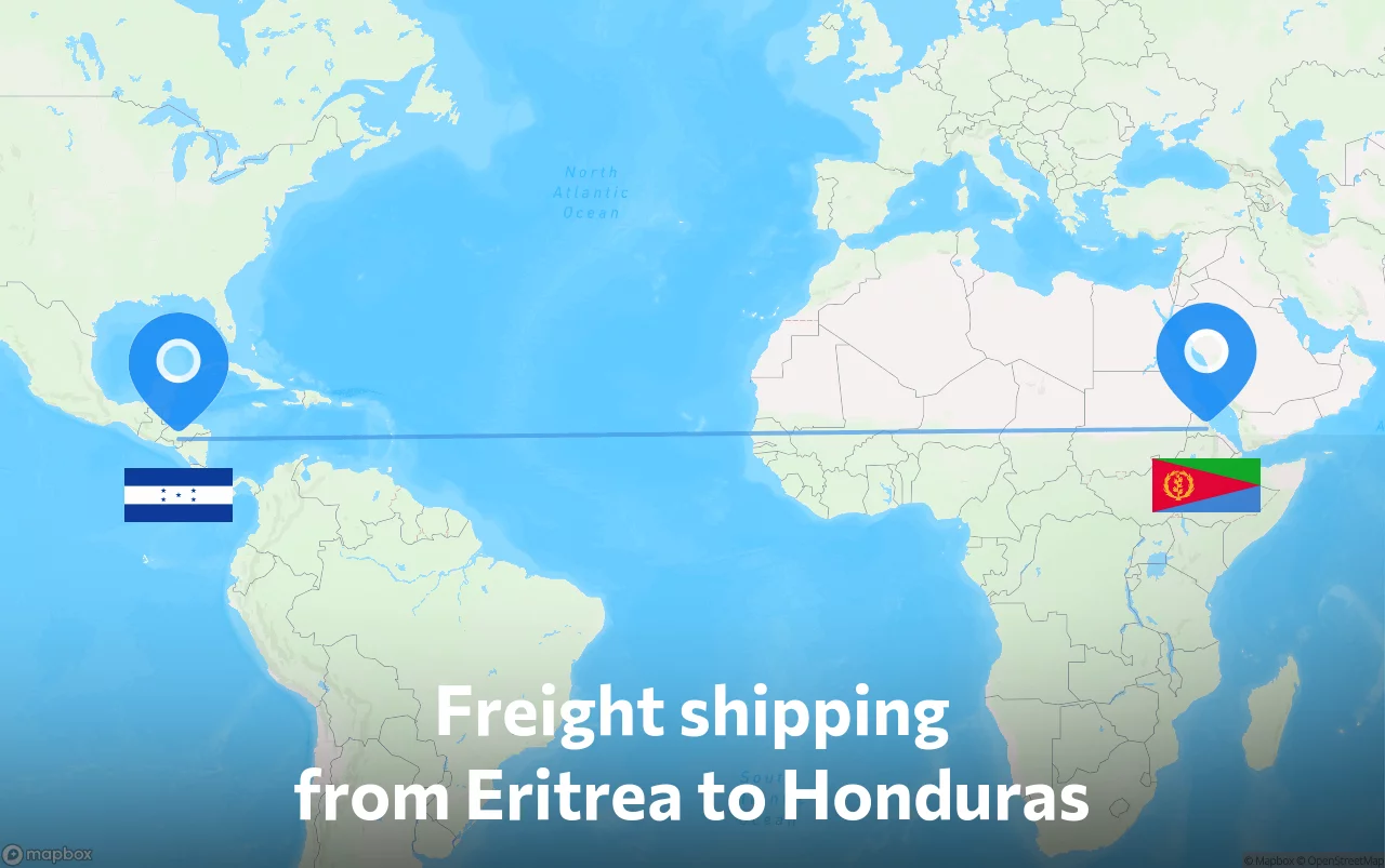 Shipping route from Eritrea to Honduras
