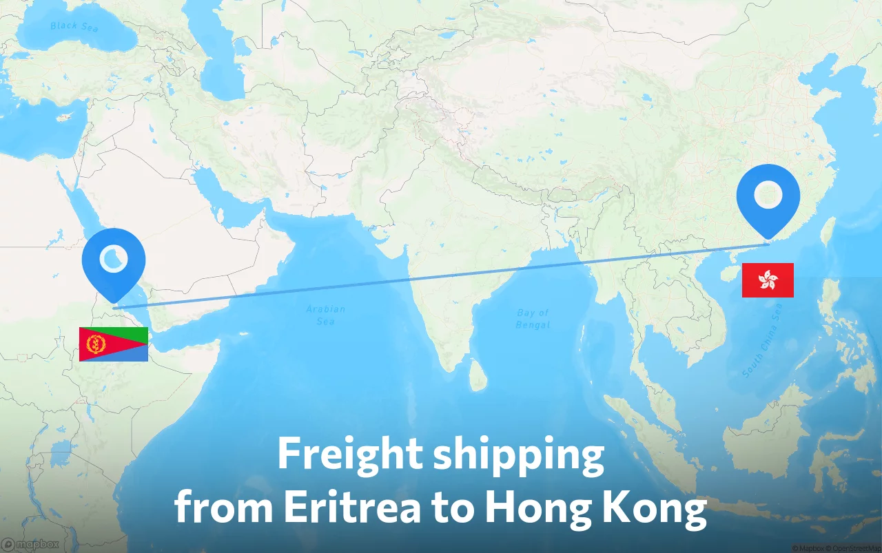 Shipping route from Eritrea to Hong Kong