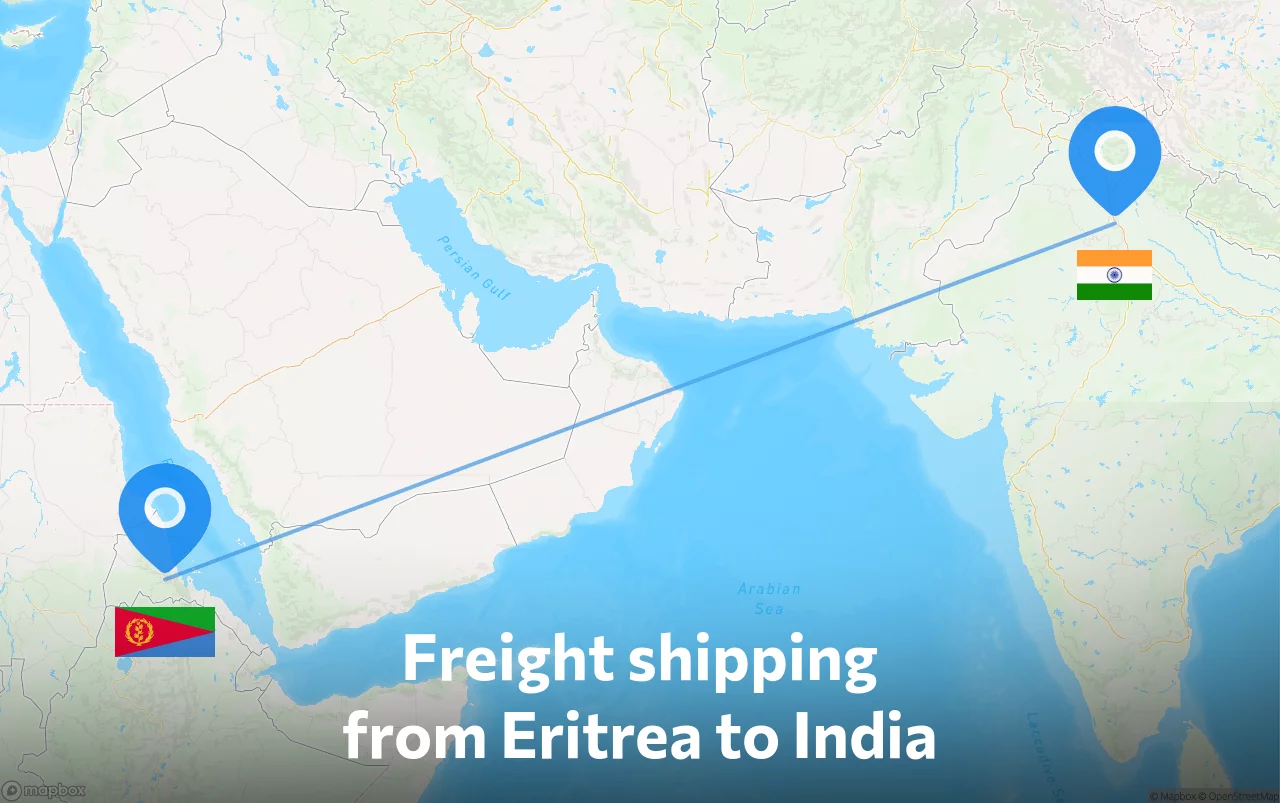 Shipping route from Eritrea to India