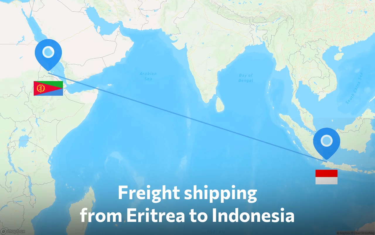 Shipping route from Eritrea to Indonesia