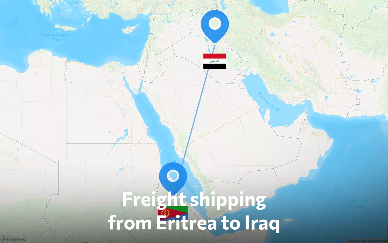 Shipping route from Eritrea to Iraq