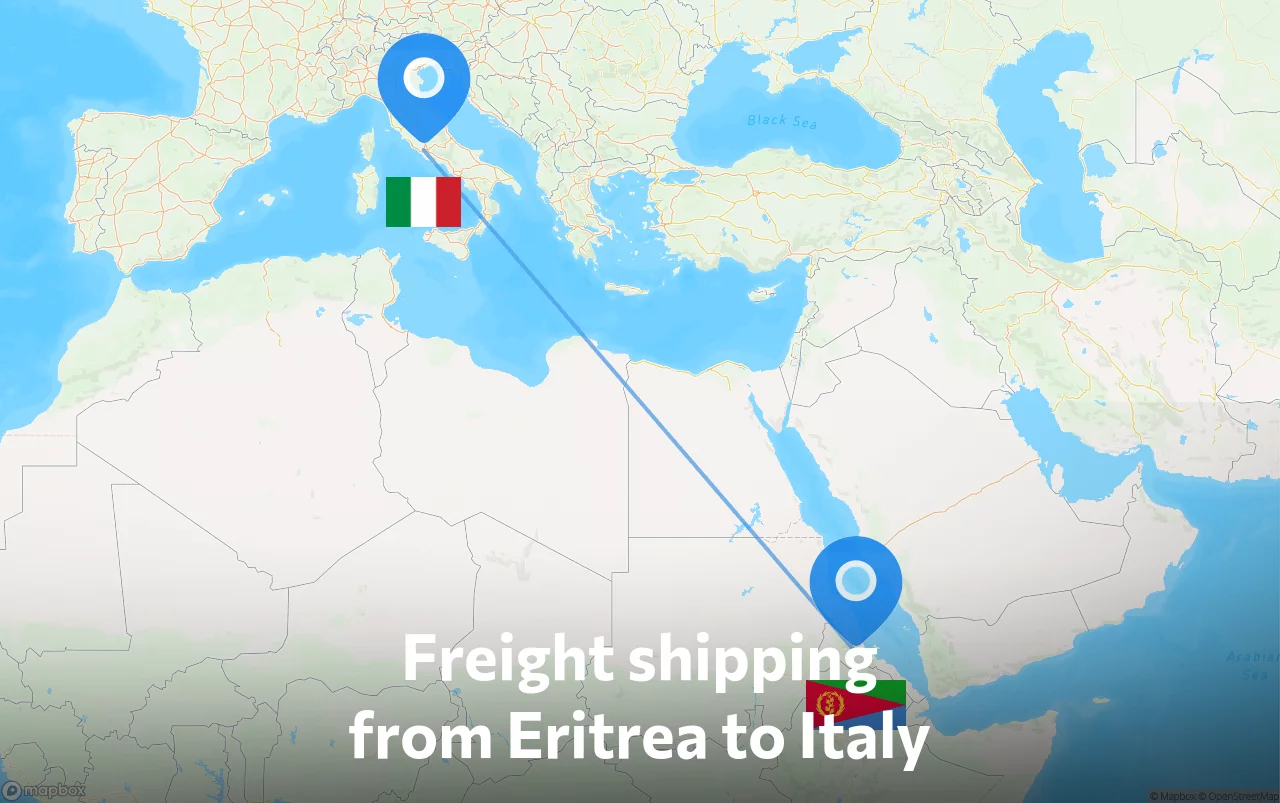 Shipping route from Eritrea to Italy