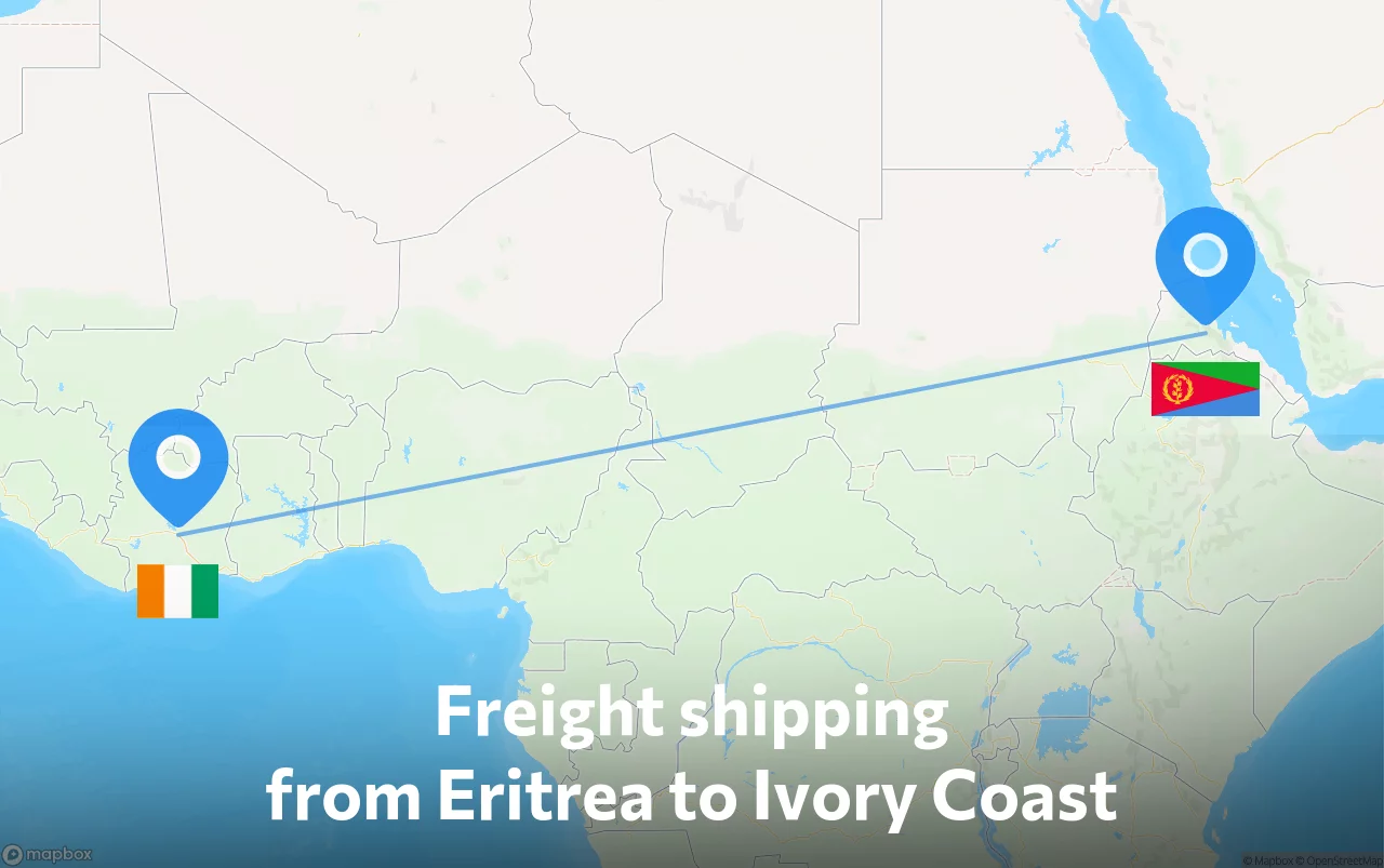 Shipping route from Eritrea to Ivory Coast