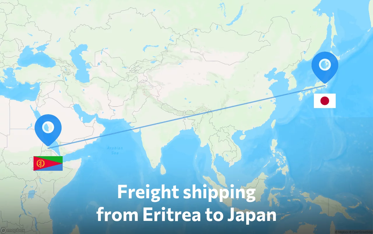 Shipping route from Eritrea to Japan