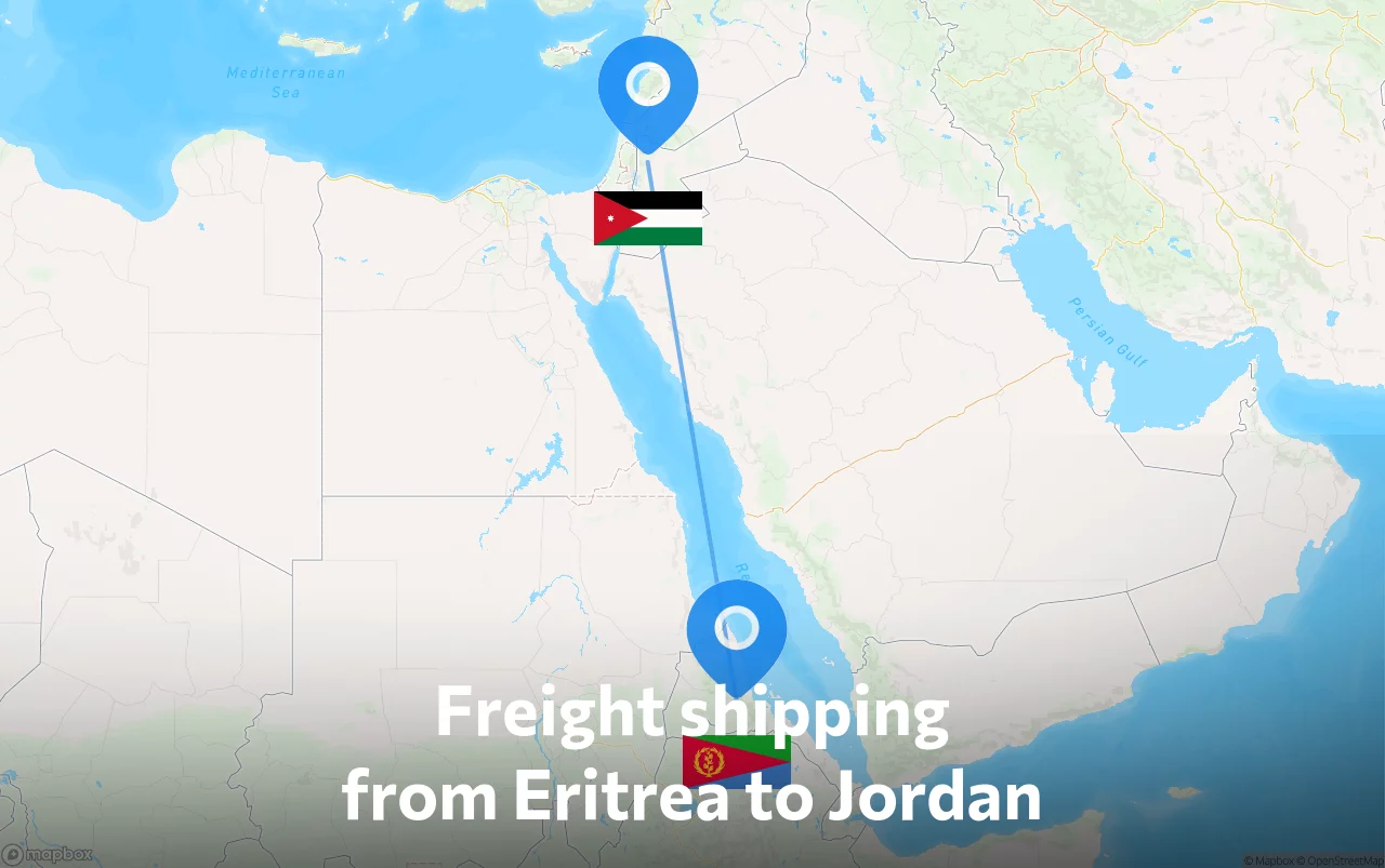 Shipping route from Eritrea to Jordan
