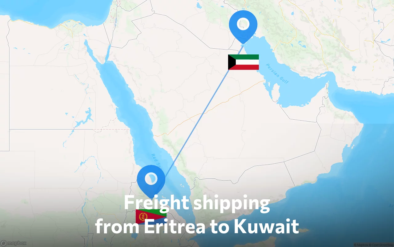Shipping route from Eritrea to Kuwait