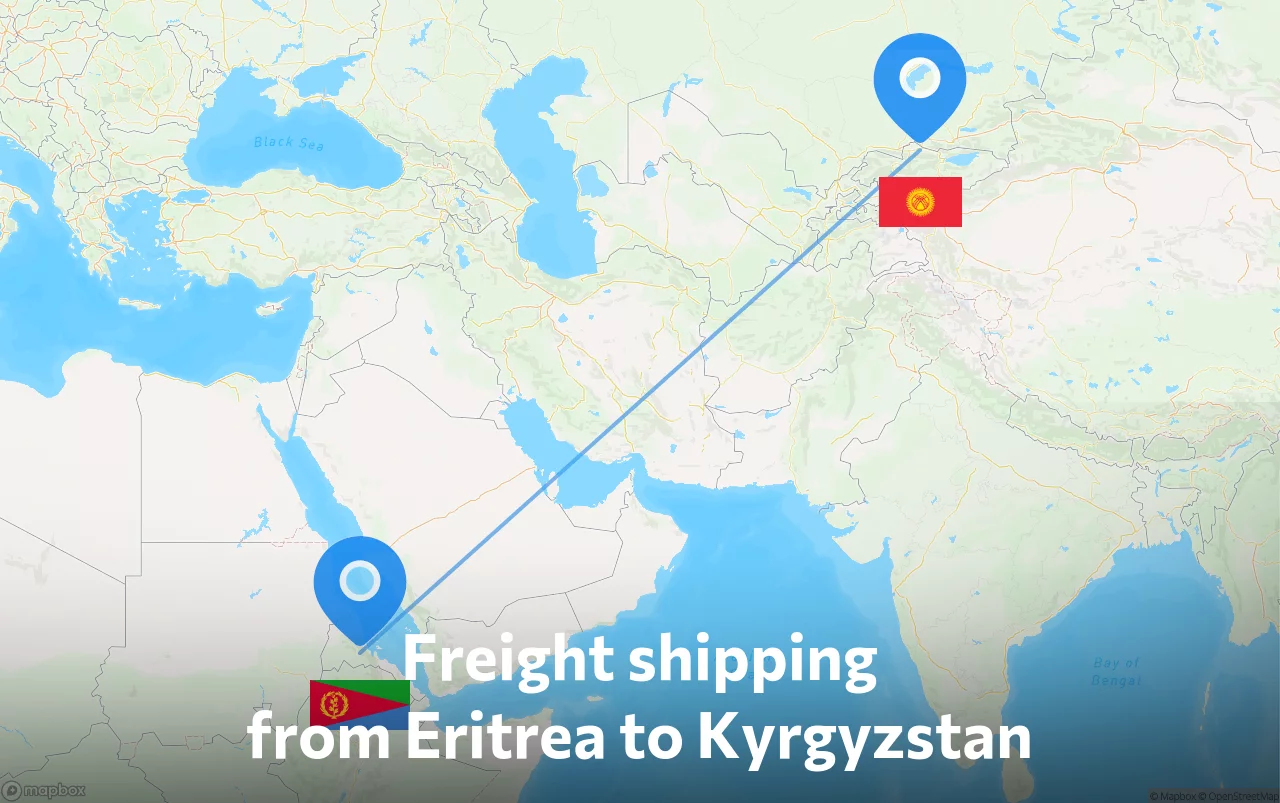Shipping route from Eritrea to Kyrgyzstan