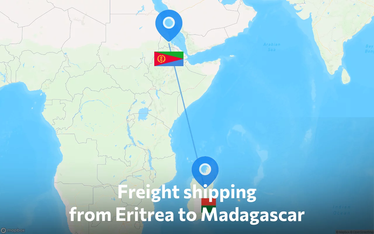 Shipping route from Eritrea to Madagascar