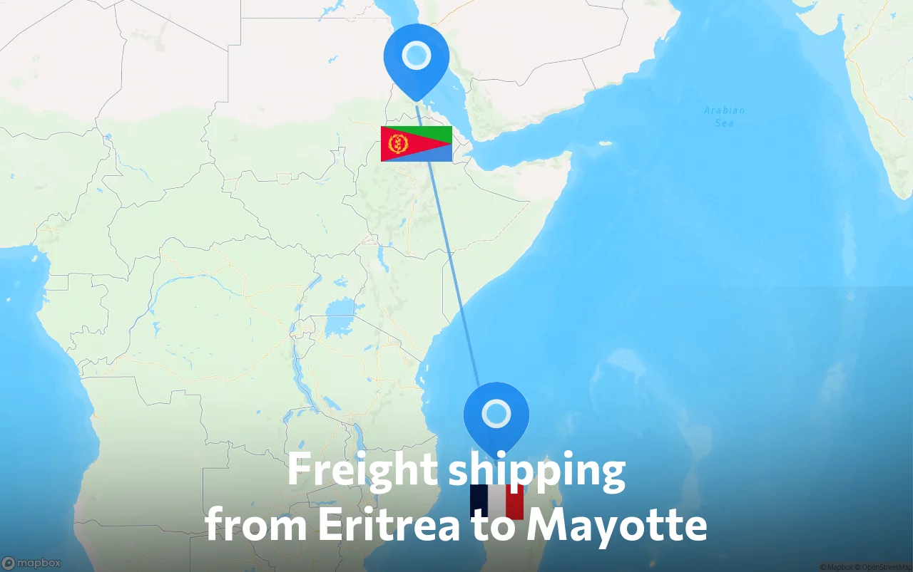 Shipping route from Eritrea to Mayotte