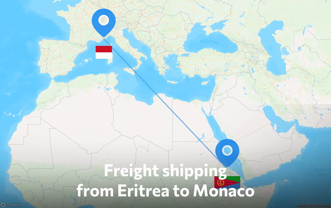 Shipping route from Eritrea to Monaco