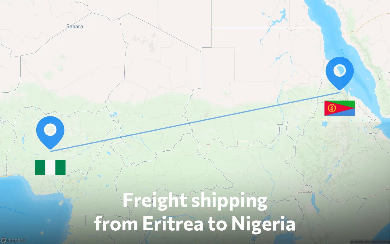 Shipping route from Eritrea to Nigeria