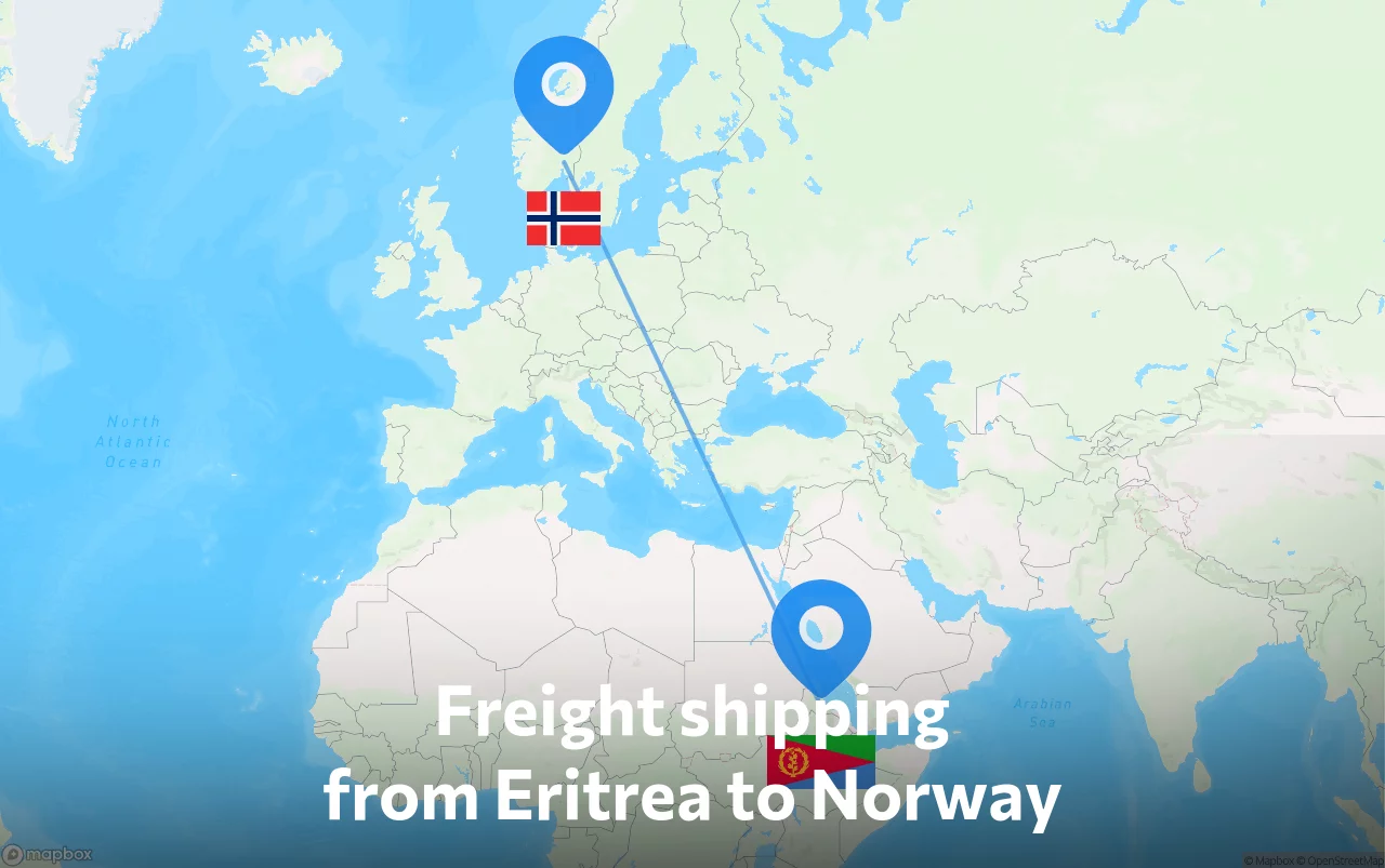 Shipping route from Eritrea to Norway