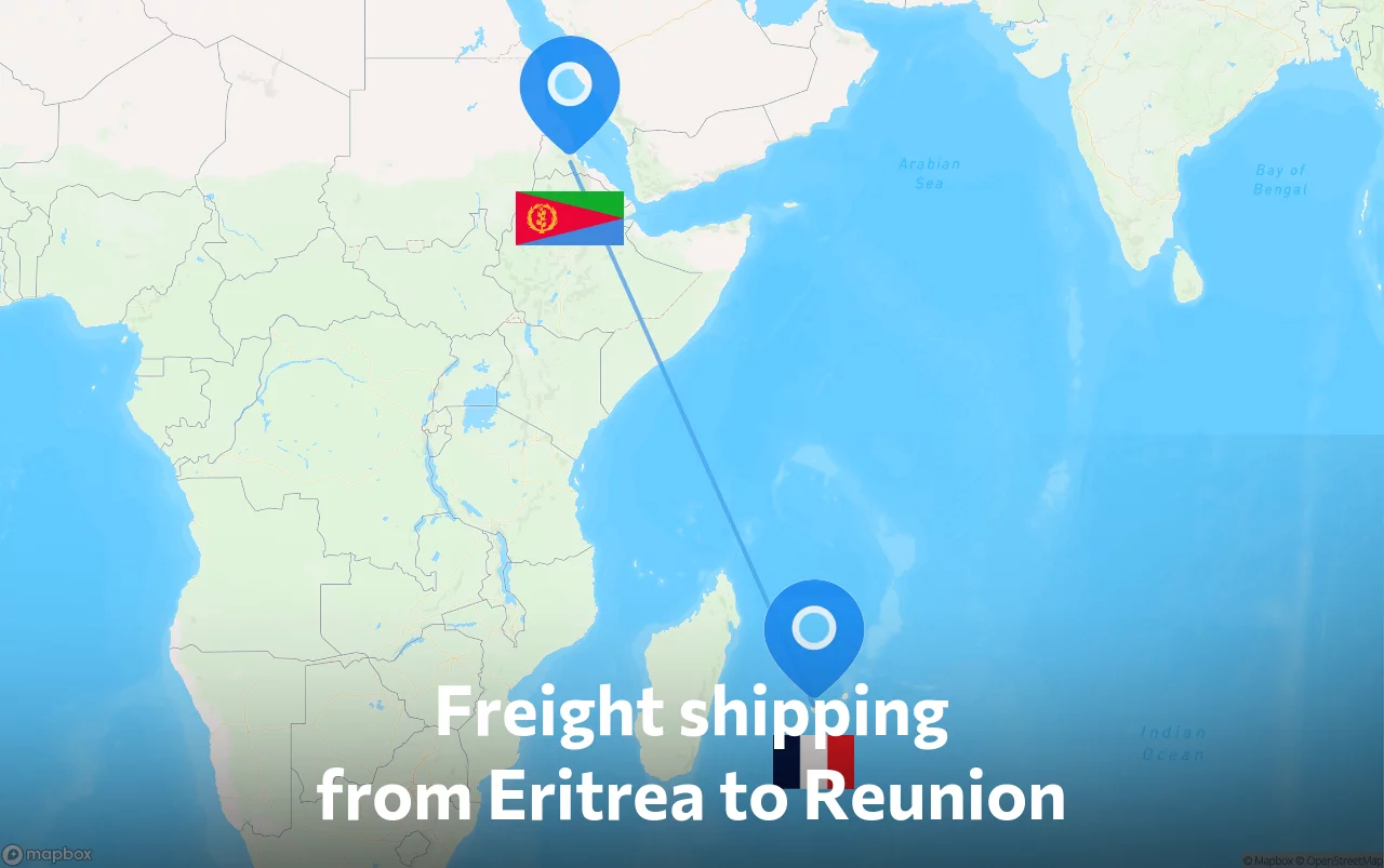 Shipping route from Eritrea to Reunion