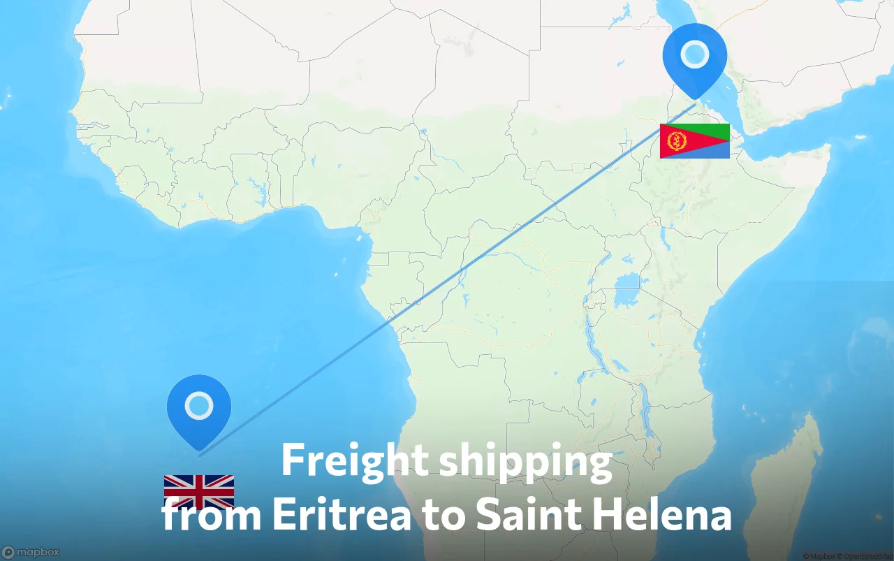 Shipping route from Eritrea to Saint Helena
