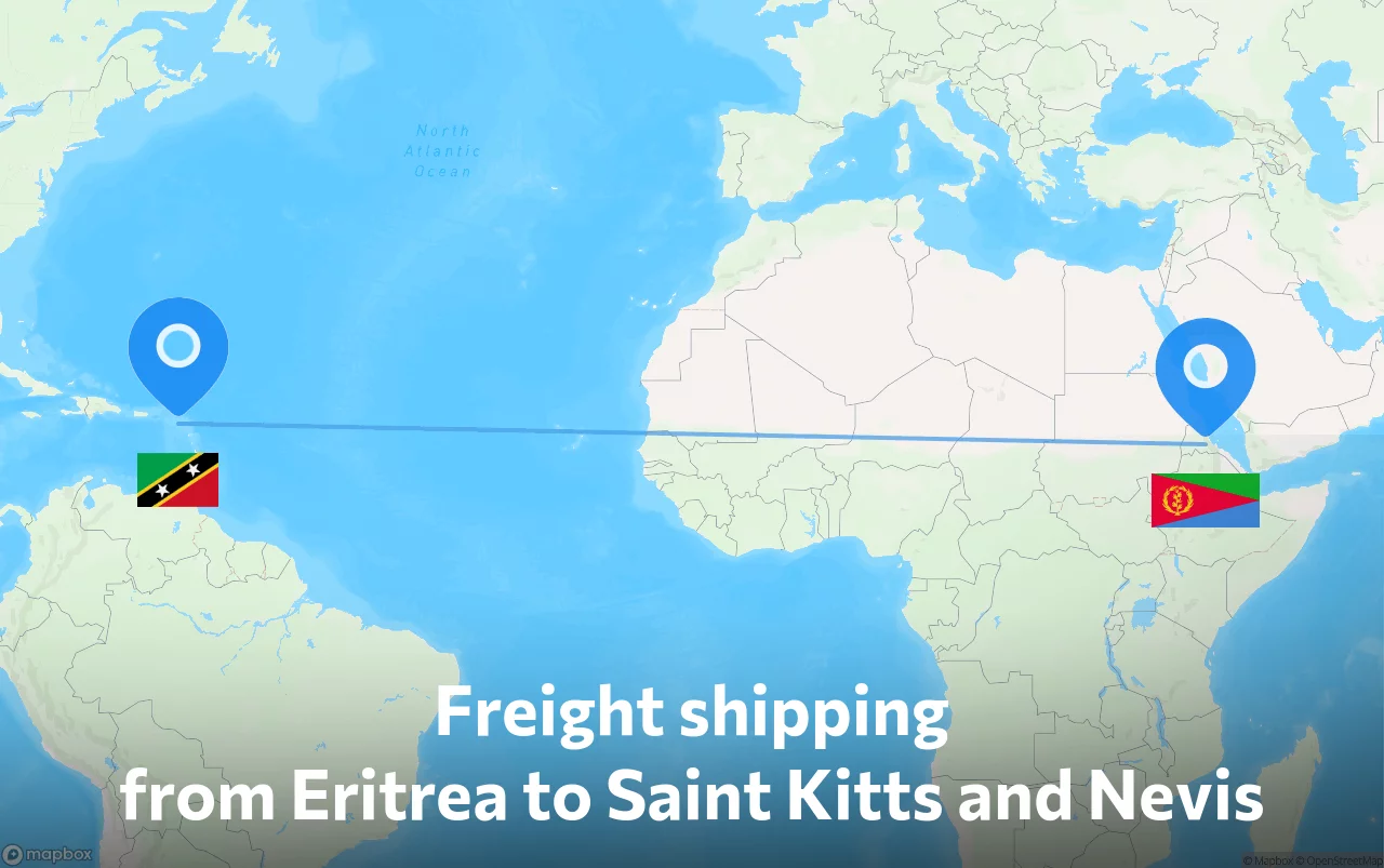 Shipping route from Eritrea to Saint Kitts and Nevis