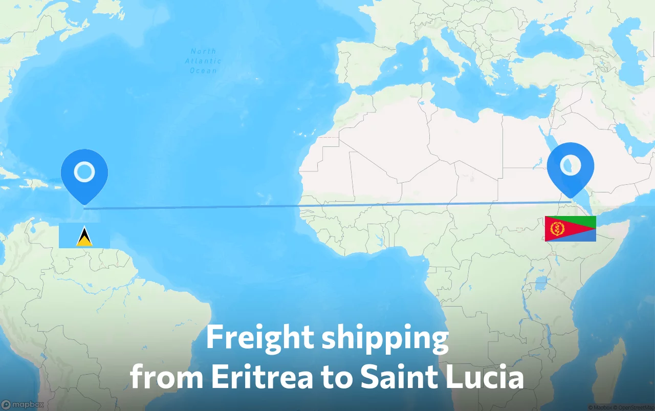 Shipping route from Eritrea to Saint Lucia