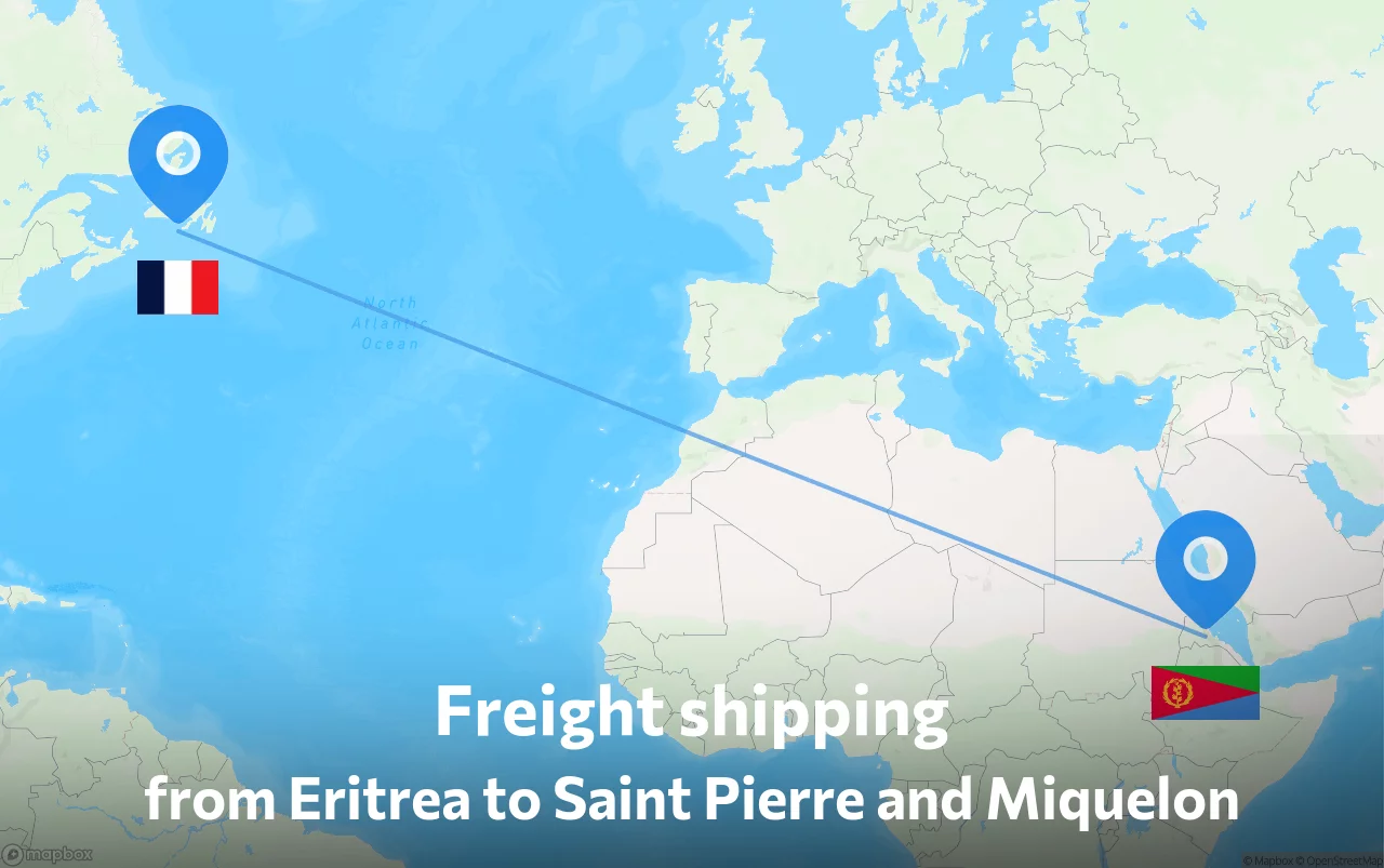 Shipping route from Eritrea to Saint Pierre and Miquelon