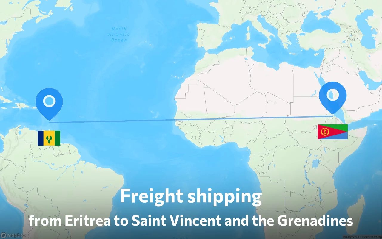 Shipping route from Eritrea to Saint Vincent and the Grenadines
