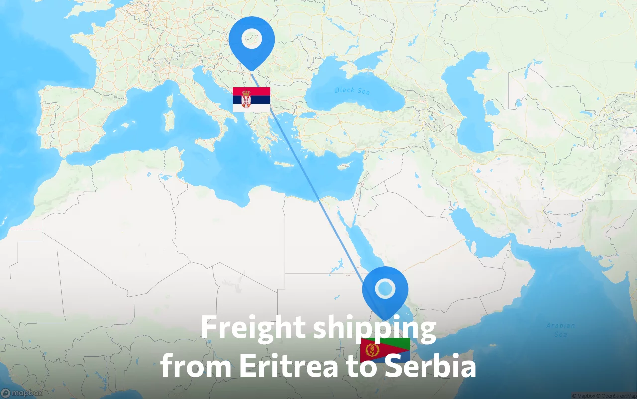 Shipping route from Eritrea to Serbia