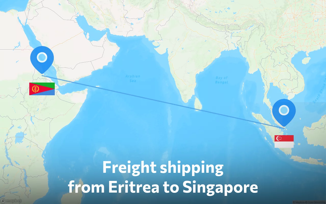 Shipping route from Eritrea to Singapore
