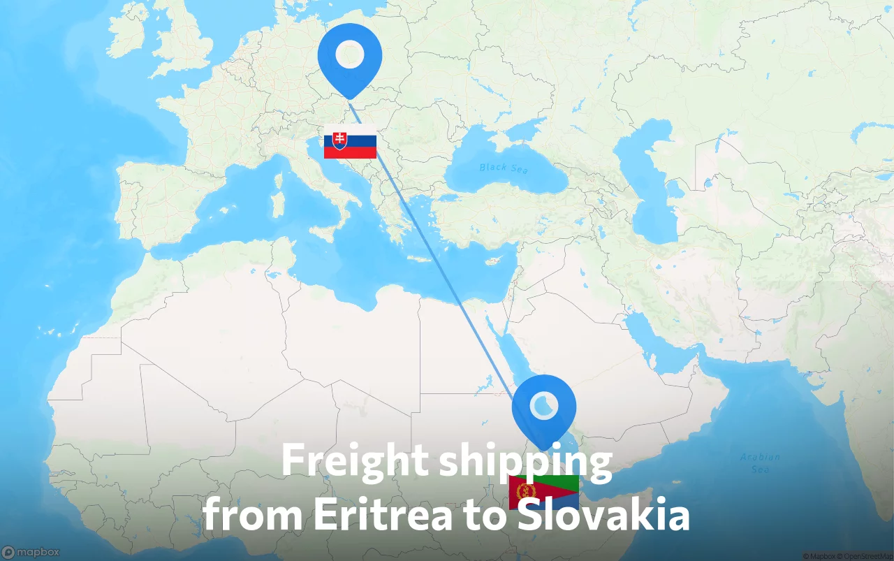 Shipping route from Eritrea to Slovakia
